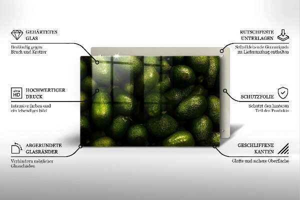 Steklena podloga za rezanje Sadje avokada