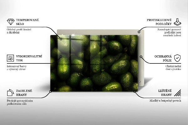 Steklena podloga za rezanje Sadje avokada