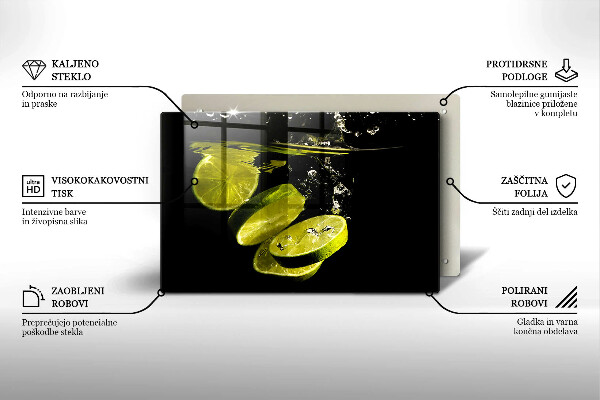 Steklena podloga za rezanje Limete v vodi