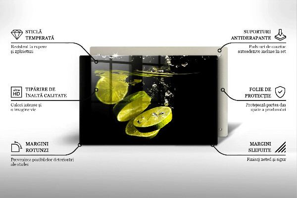 Steklena podloga za rezanje Limete v vodi