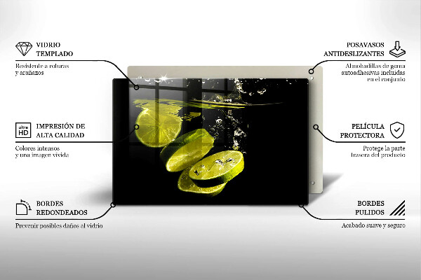 Steklena podloga za rezanje Limete v vodi