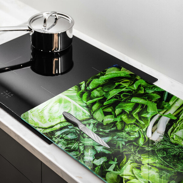 Steklena podloga za rezanje Zelena zelenjava