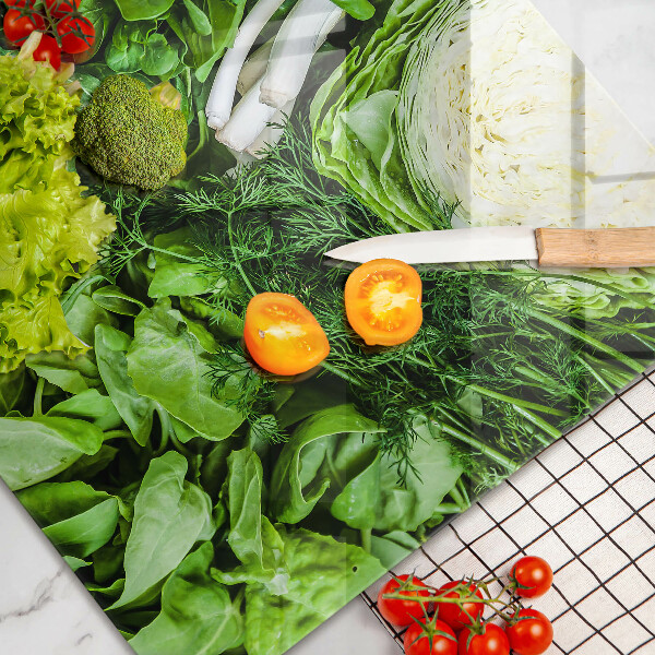 Steklena podloga za rezanje Zelena zelenjava