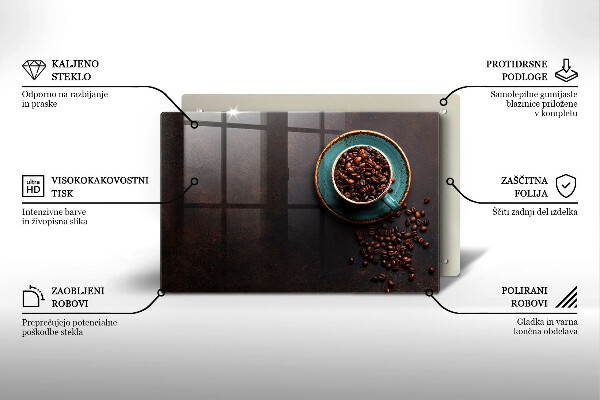 Steklena podloga za rezanje Skodelica kavnih zrn