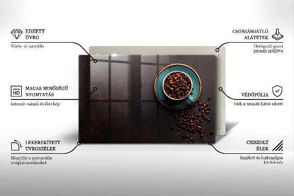 Steklena podloga za rezanje Skodelica kavnih zrn