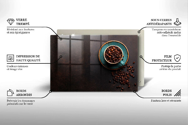 Steklena podloga za rezanje Skodelica kavnih zrn