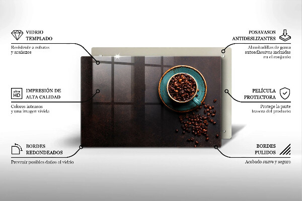 Steklena podloga za rezanje Skodelica kavnih zrn