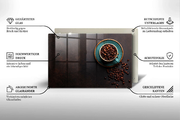 Steklena podloga za rezanje Skodelica kavnih zrn