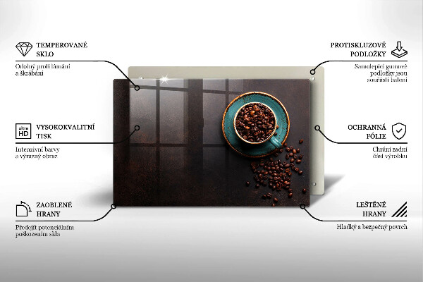 Steklena podloga za rezanje Skodelica kavnih zrn