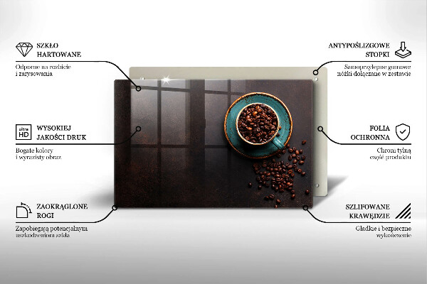 Steklena podloga za rezanje Skodelica kavnih zrn