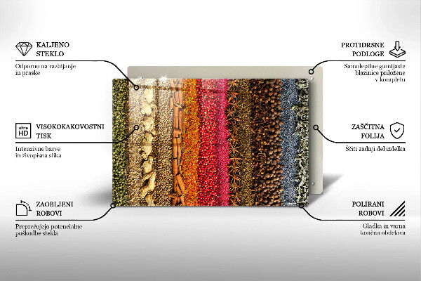 Steklena podloga za rezanje Pisane začimbe