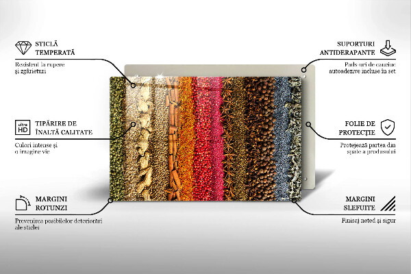 Steklena podloga za rezanje Pisane začimbe