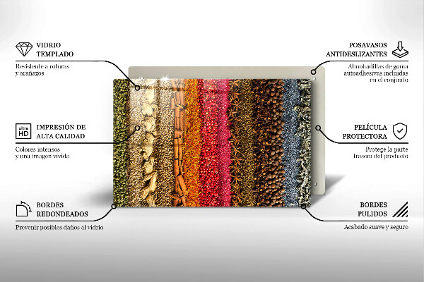 Steklena podloga za rezanje Pisane začimbe