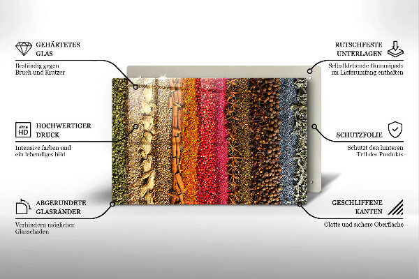 Steklena podloga za rezanje Pisane začimbe