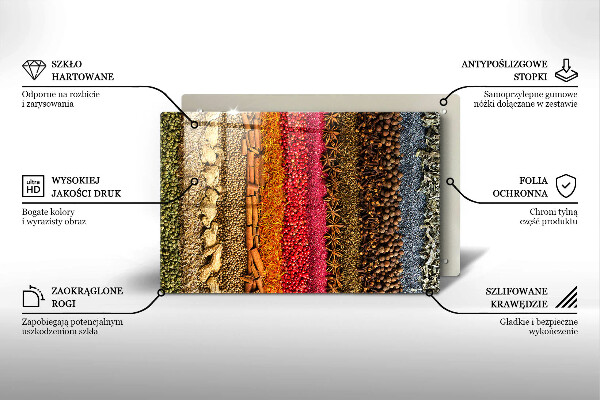 Steklena podloga za rezanje Pisane začimbe
