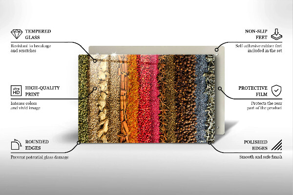 Steklena podloga za rezanje Pisane začimbe