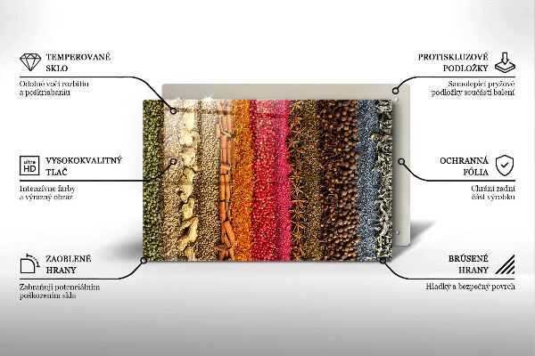 Steklena podloga za rezanje Pisane začimbe