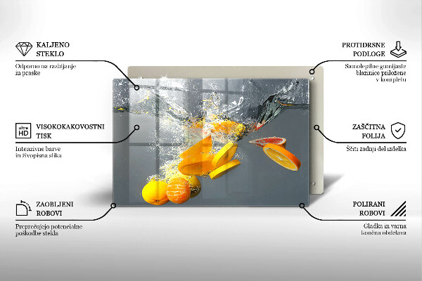 Steklena podloga za rezanje Limone v vodi