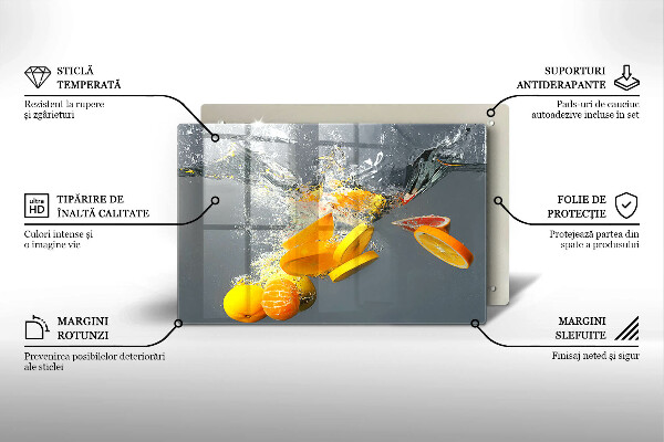 Steklena podloga za rezanje Limone v vodi
