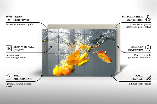 Steklena podloga za rezanje Limone v vodi