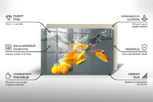Steklena podloga za rezanje Limone v vodi
