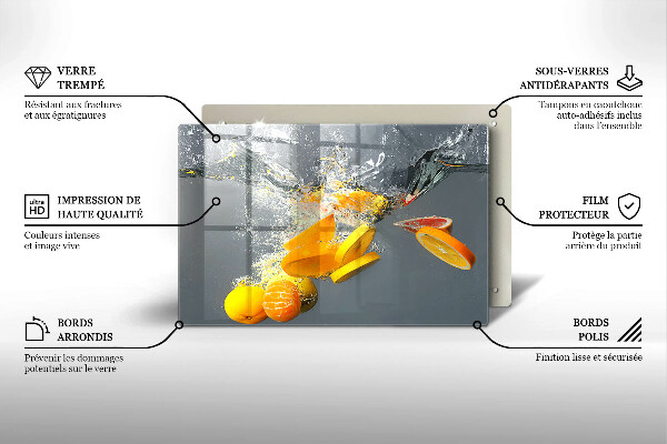 Steklena podloga za rezanje Limone v vodi