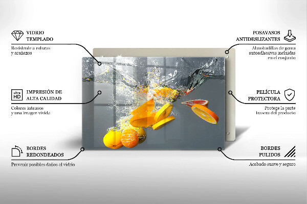 Steklena podloga za rezanje Limone v vodi