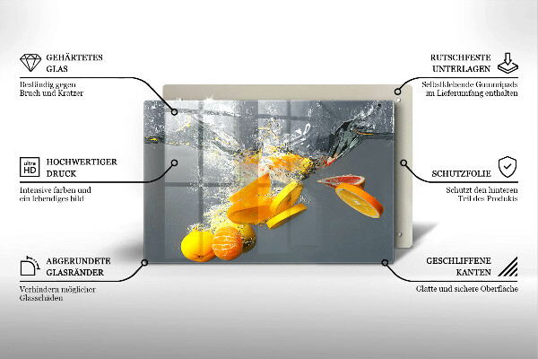 Steklena podloga za rezanje Limone v vodi