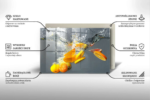 Steklena podloga za rezanje Limone v vodi