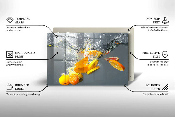 Steklena podloga za rezanje Limone v vodi