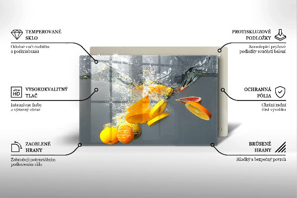Steklena podloga za rezanje Limone v vodi