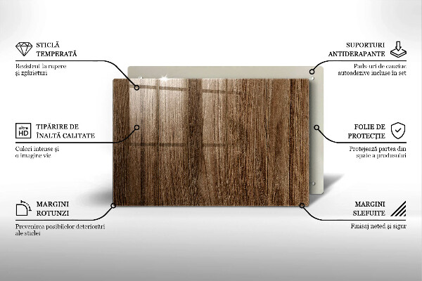 Steklena podloga za rezanje Tekstura lesa