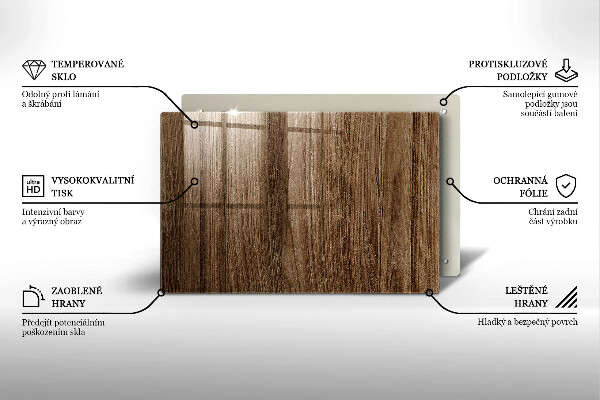 Steklena podloga za rezanje Tekstura lesa