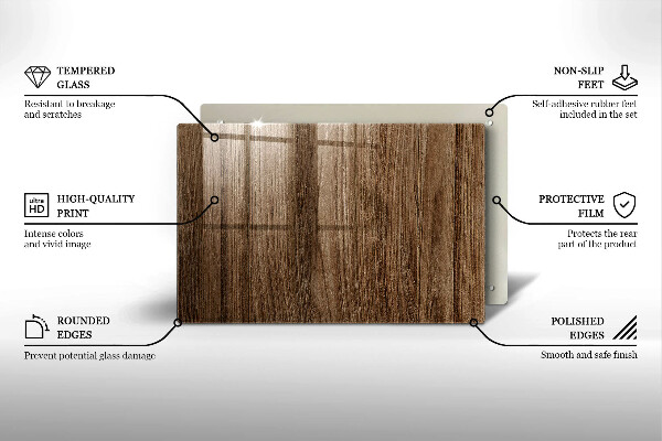 Steklena podloga za rezanje Tekstura lesa