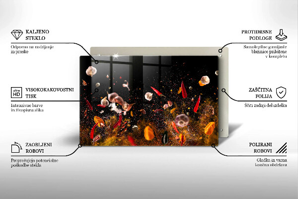 Steklena podloga za rezanje Pekoče začimbe