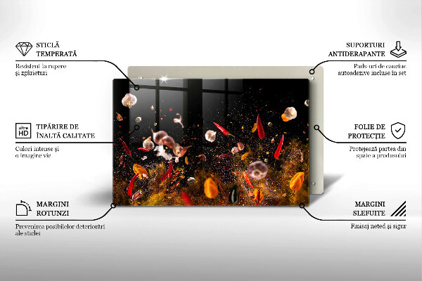 Steklena podloga za rezanje Pekoče začimbe