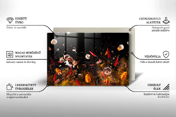 Steklena podloga za rezanje Pekoče začimbe