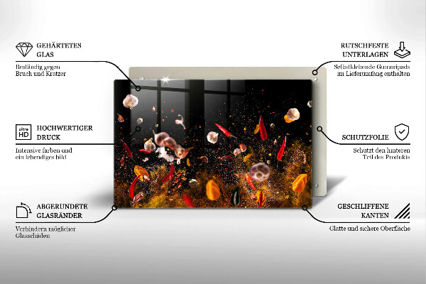Steklena podloga za rezanje Pekoče začimbe