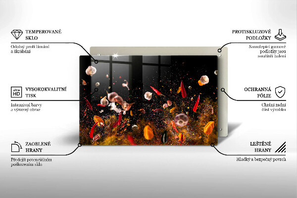 Steklena podloga za rezanje Pekoče začimbe