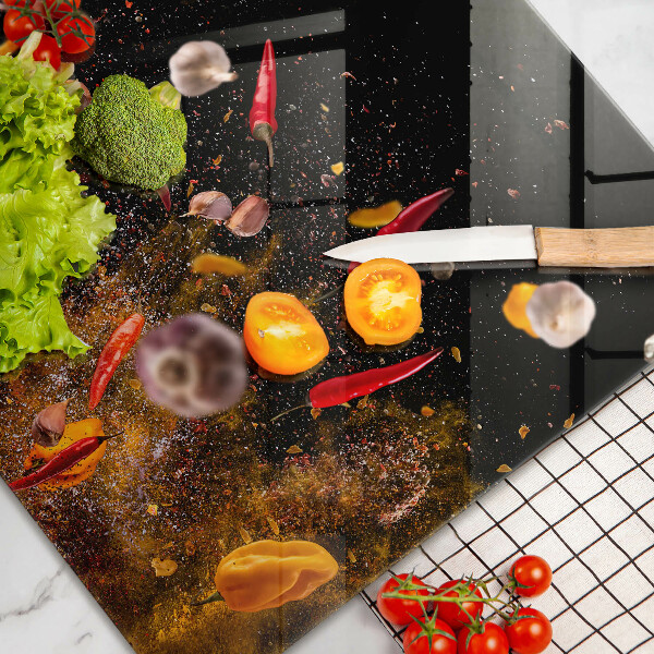 Steklena podloga za rezanje Pekoče začimbe