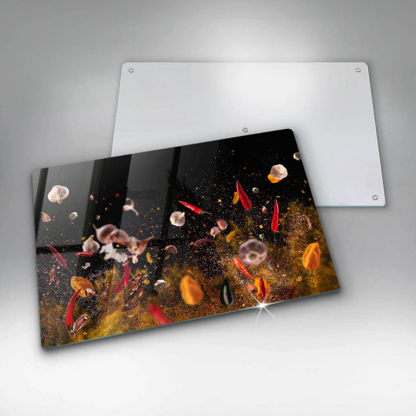 Steklena podloga za rezanje Pekoče začimbe