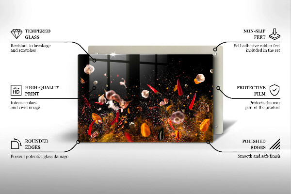 Steklena podloga za rezanje Pekoče začimbe