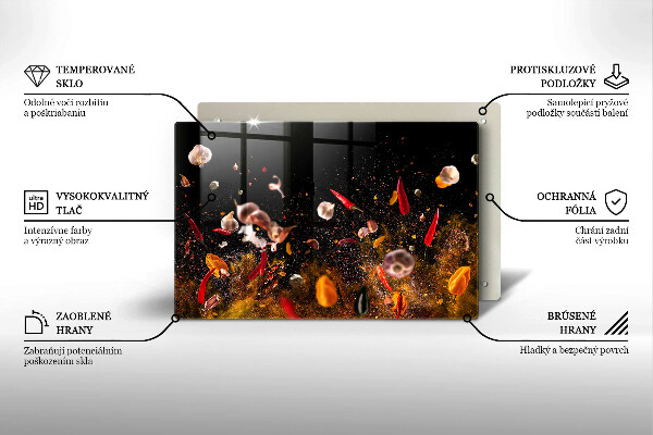 Steklena podloga za rezanje Pekoče začimbe