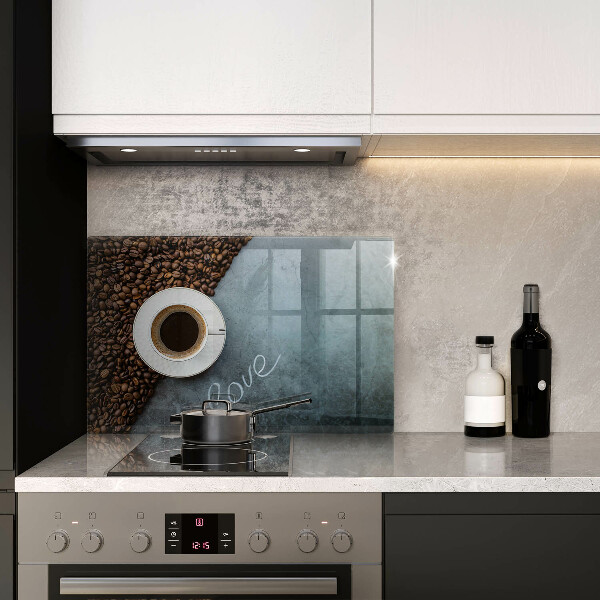 Steklena podloga za rezanje Kavna zrna in skodelica