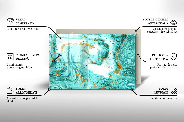 Steklena podloga za rezanje Modra abstrakcija