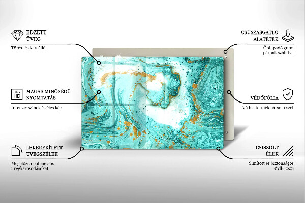 Steklena podloga za rezanje Modra abstrakcija