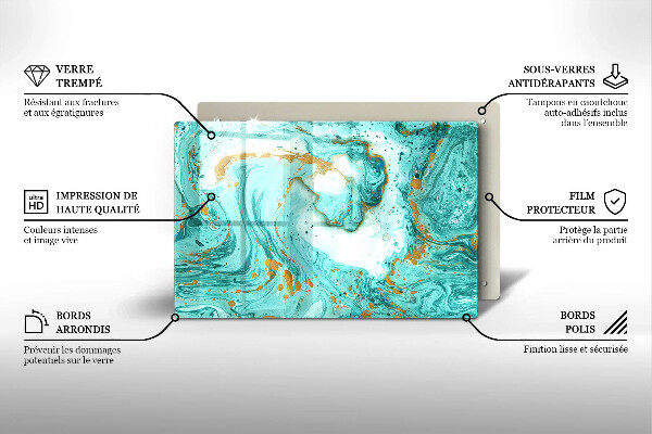 Steklena podloga za rezanje Modra abstrakcija