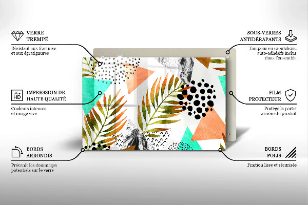 Steklena podloga za rezanje Boho vzorec listov