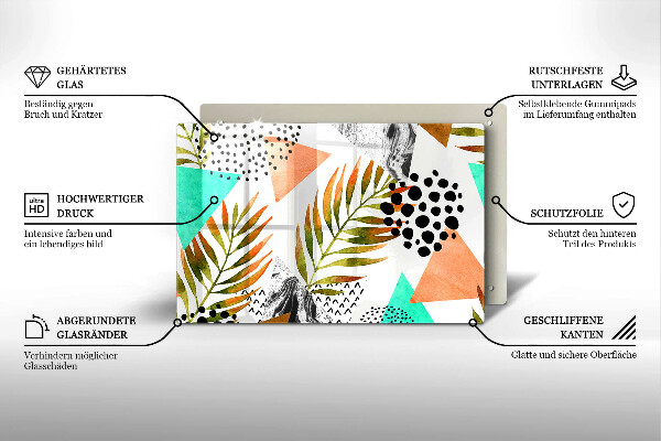 Steklena podloga za rezanje Boho vzorec listov