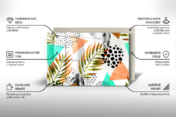 Steklena podloga za rezanje Boho vzorec listov